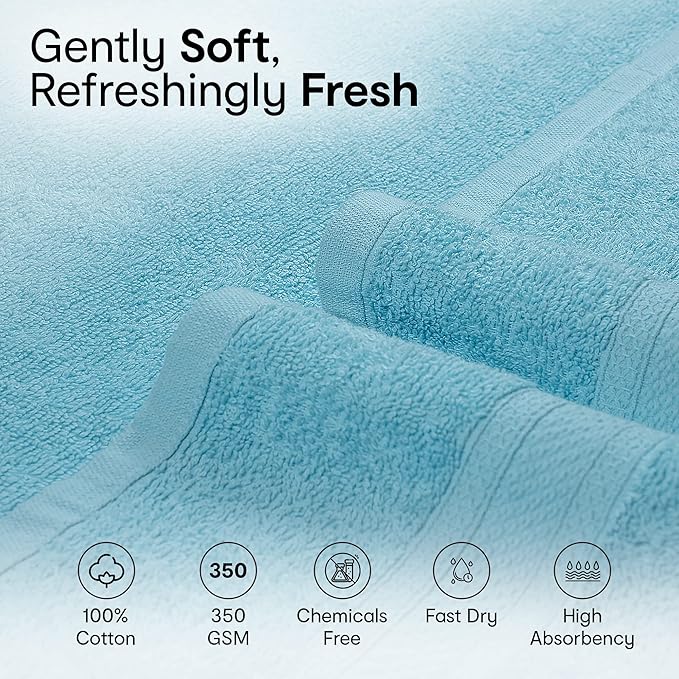 Anko Australia 100% Cotton 350 GSM Madison Face Towels – Set of 8 | Super Soft & Absorbent - Random Color