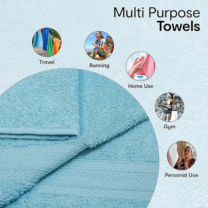 Anko Australia 100% Cotton 350 GSM Madison Face Towels – Set of 8 | Super Soft & Absorbent - Random Color