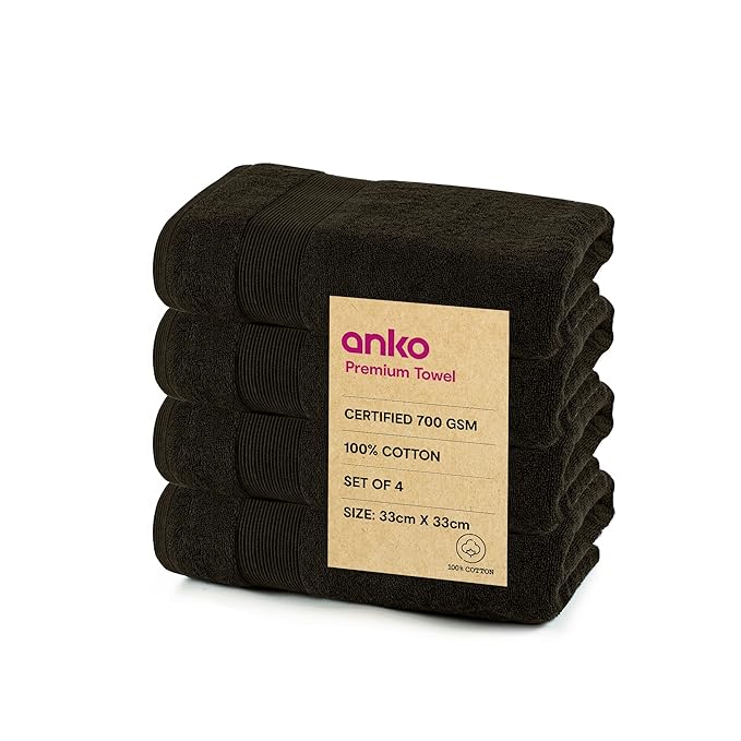 Anko Australia 100% Cotton 350 GSM Madison Face Towels – Set of 8 | Super Soft & Absorbent - Random Color
