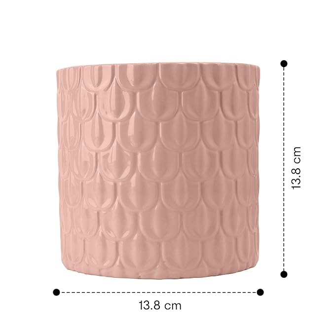 Anko Pink Scalloped Ceramic Pot