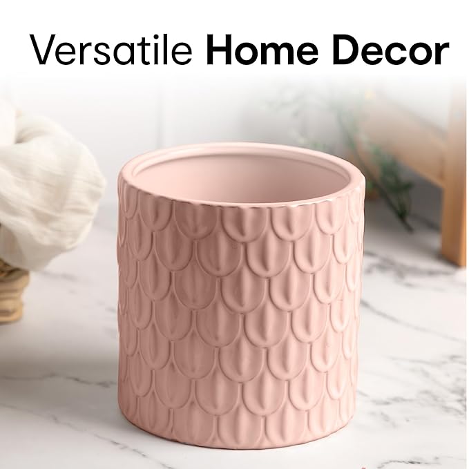Anko Pink Scalloped Ceramic Pot