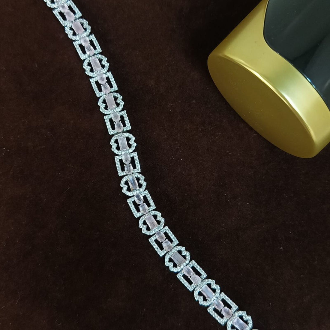 Elegant Fancy Bracelet with Cubic Zirconia Diamond – Silver Plated