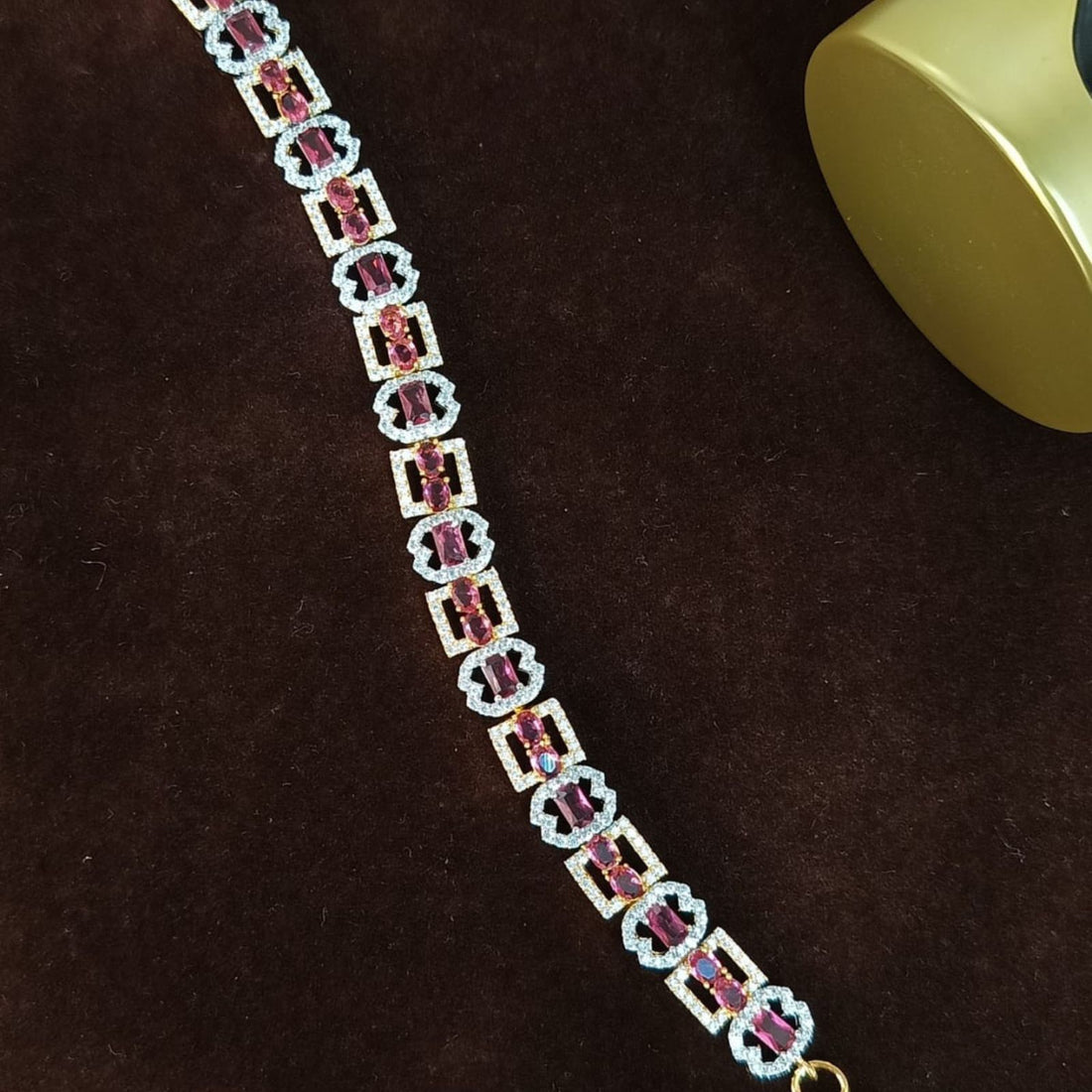 Elegant Fancy Bracelet with Cubic Zirconia Diamond – Gold Plated