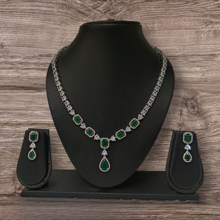 Elegant Cubic Zirconia Necklace Set in Rose Gold Polish