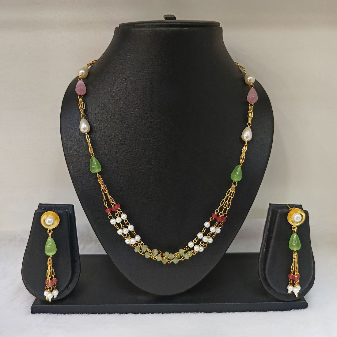 Fancy Beads Design Mala Set with Micro Gold Polish