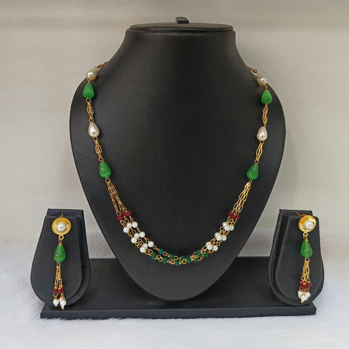 Fancy Beads Design Mala Set with Micro Gold Polish