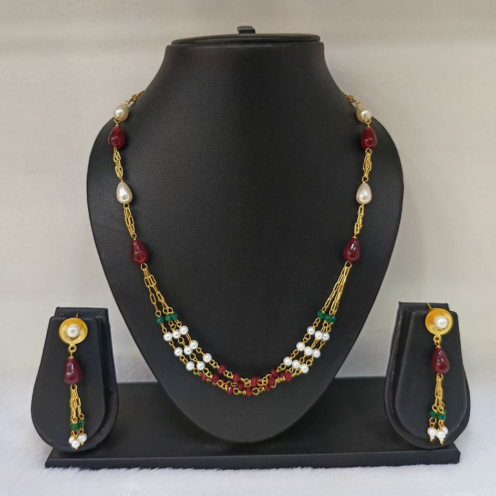 Fancy Beads Design Mala Set with Micro Gold Polish