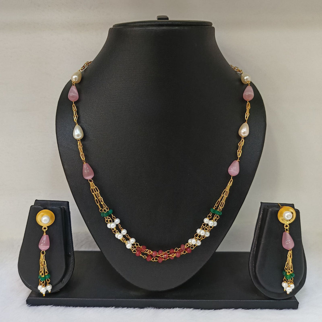Fancy Beads Design Mala Set with Micro Gold Polish