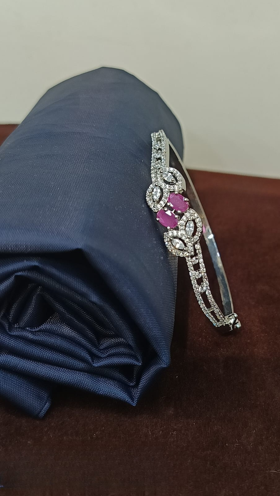 Fancy Bracelet with Cubic Zirconia Diamonds – Silver Plated