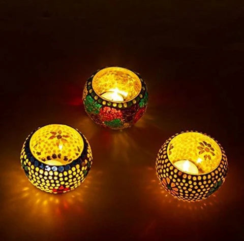 Mosaic Glass Tealight Candle Holders