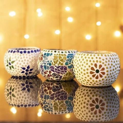 Mosaic Glass Tealight Candle Holders