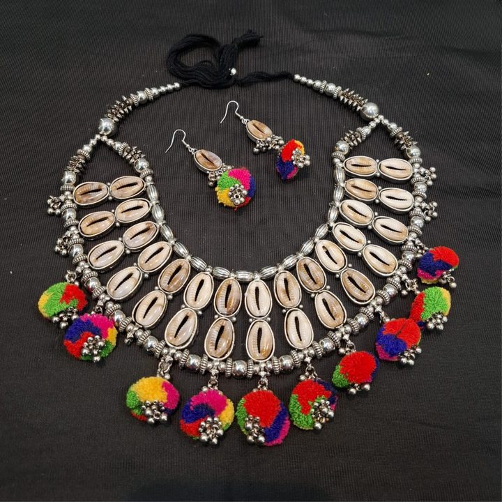 Navratri Special Multicolor Shell Neckpiece | Festive Ethnic Jewelry