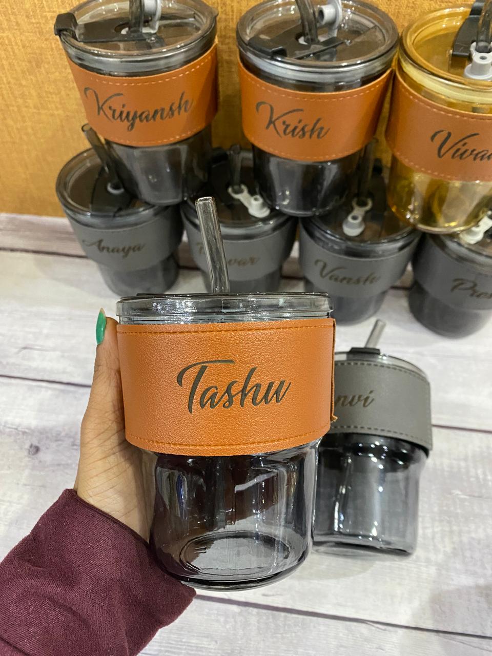 Personalized Glass Tumbler with Lid