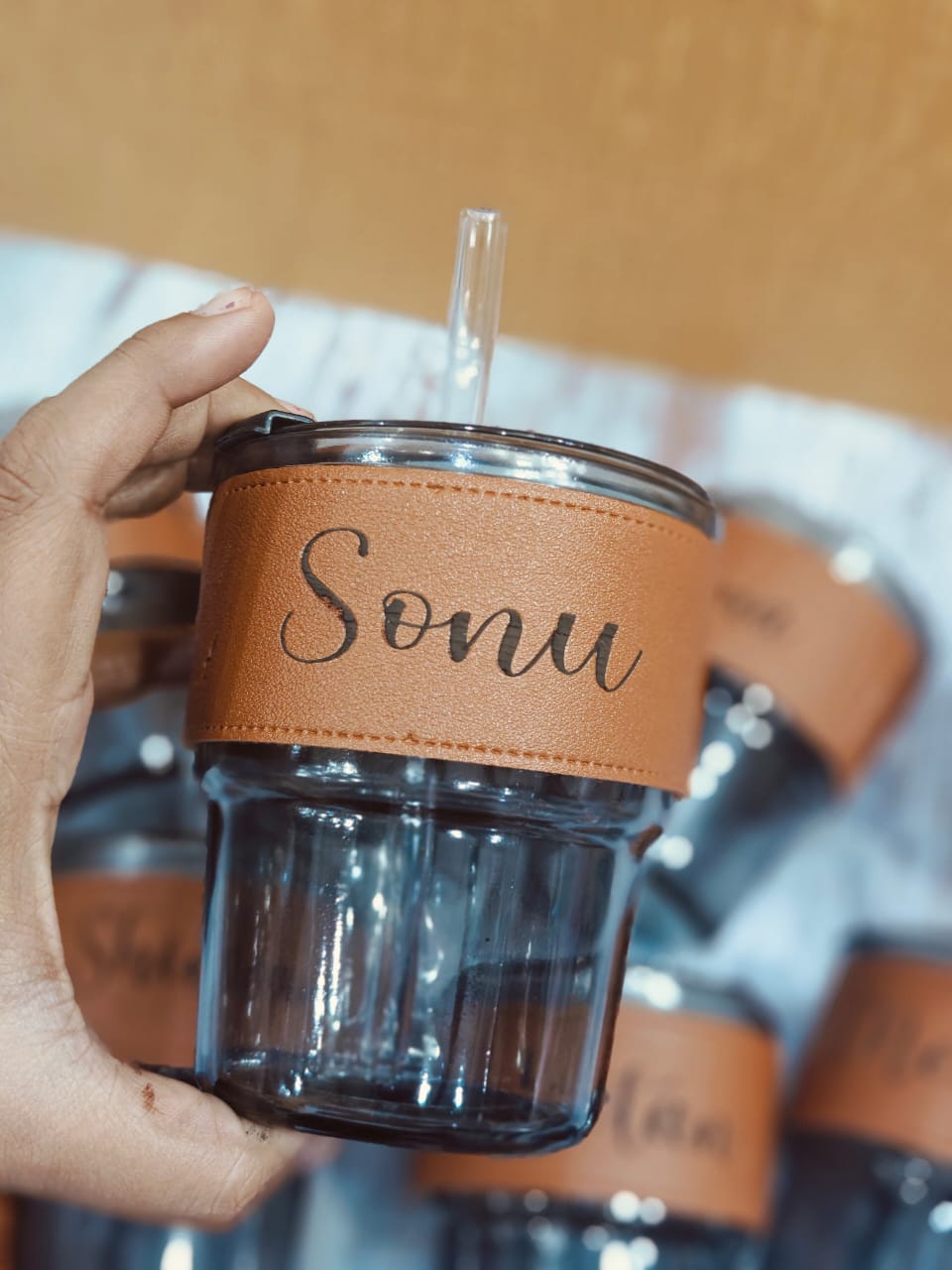 Personalized Glass Tumbler with Lid