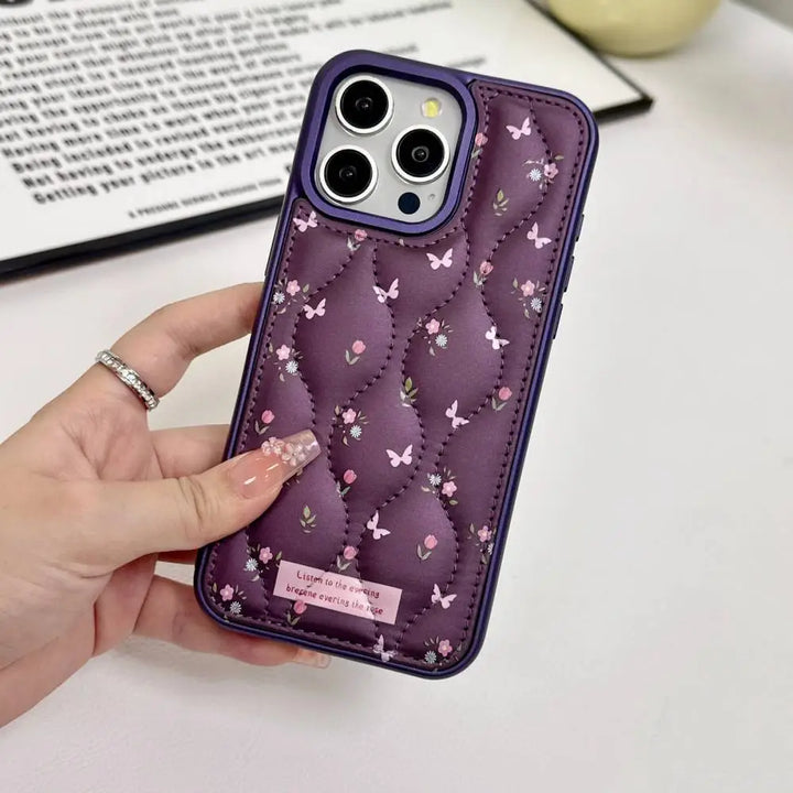 Quilted Rose & Bow Luxe iPhone Case