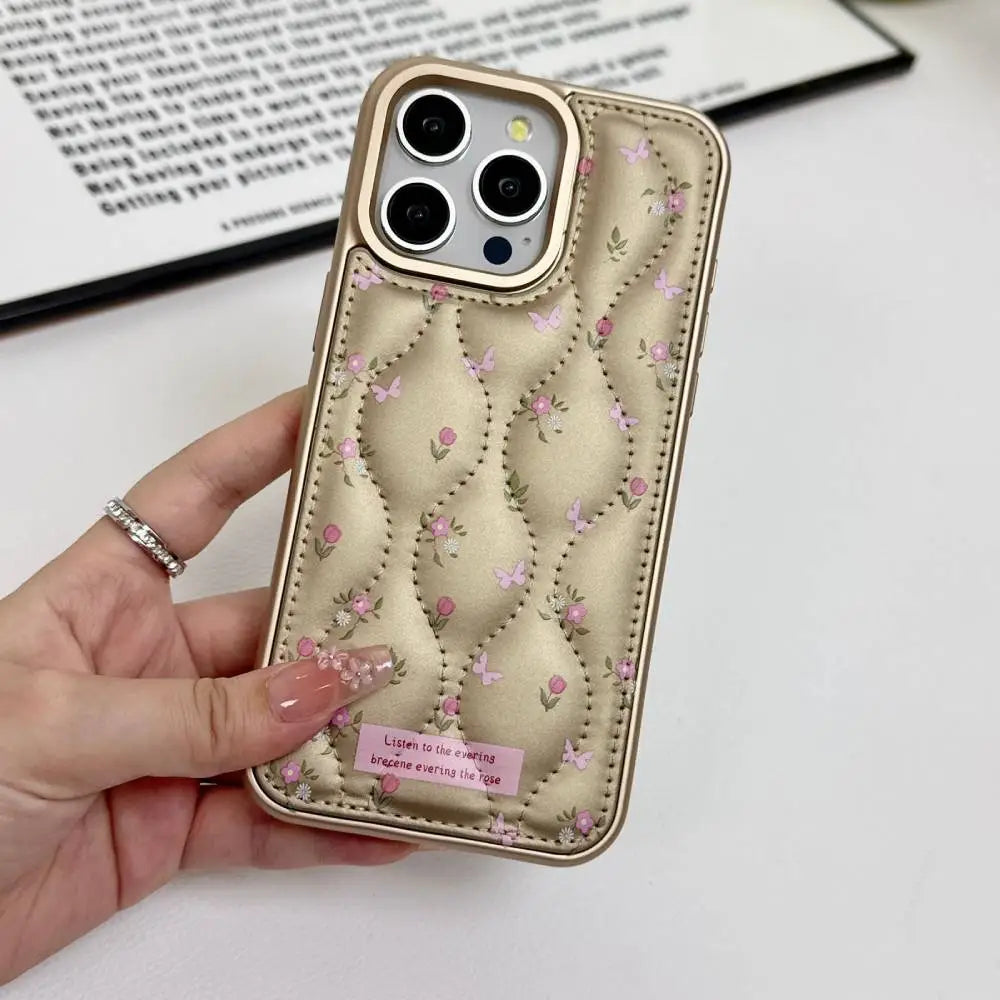 Quilted Rose & Bow Luxe iPhone Case
