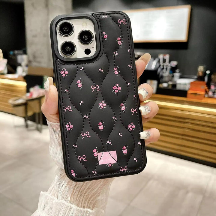 Quilted Rose & Bow Luxe iPhone Case