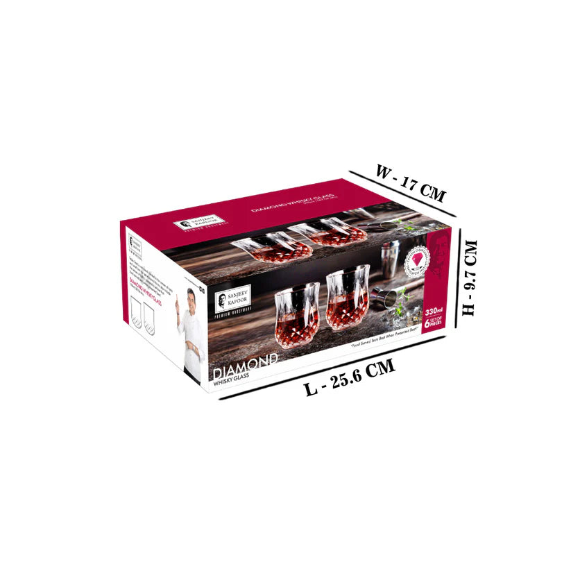 Diamond 6 Pcs Whisky Glass Set 330 Ml