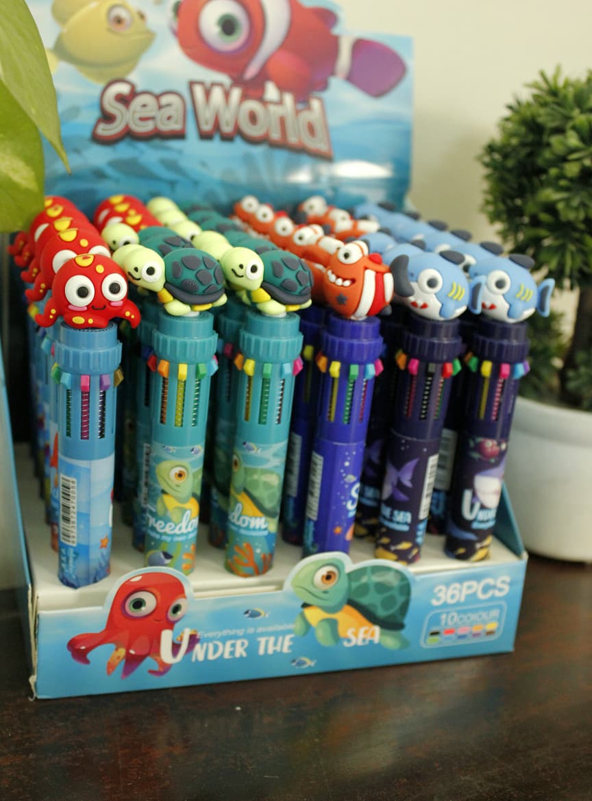 Sea Animal 10-in-1 Pen (Pack of 4, Ink Color - Multicolor)