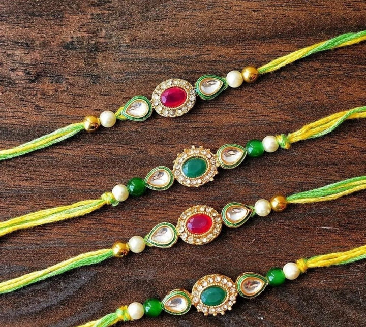 Set of 2 Stone-Studded Rakhi – A Touch of Royal Elegance