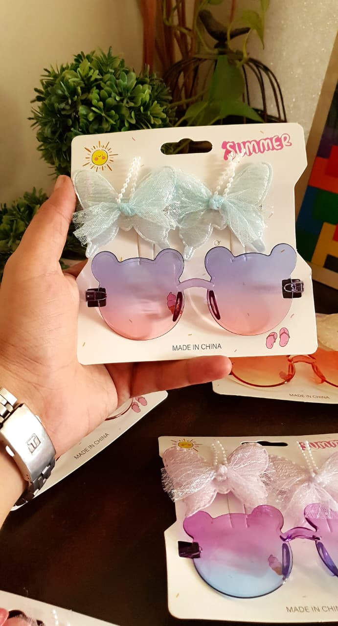 Teddy Sunglass with Bow Hairpins