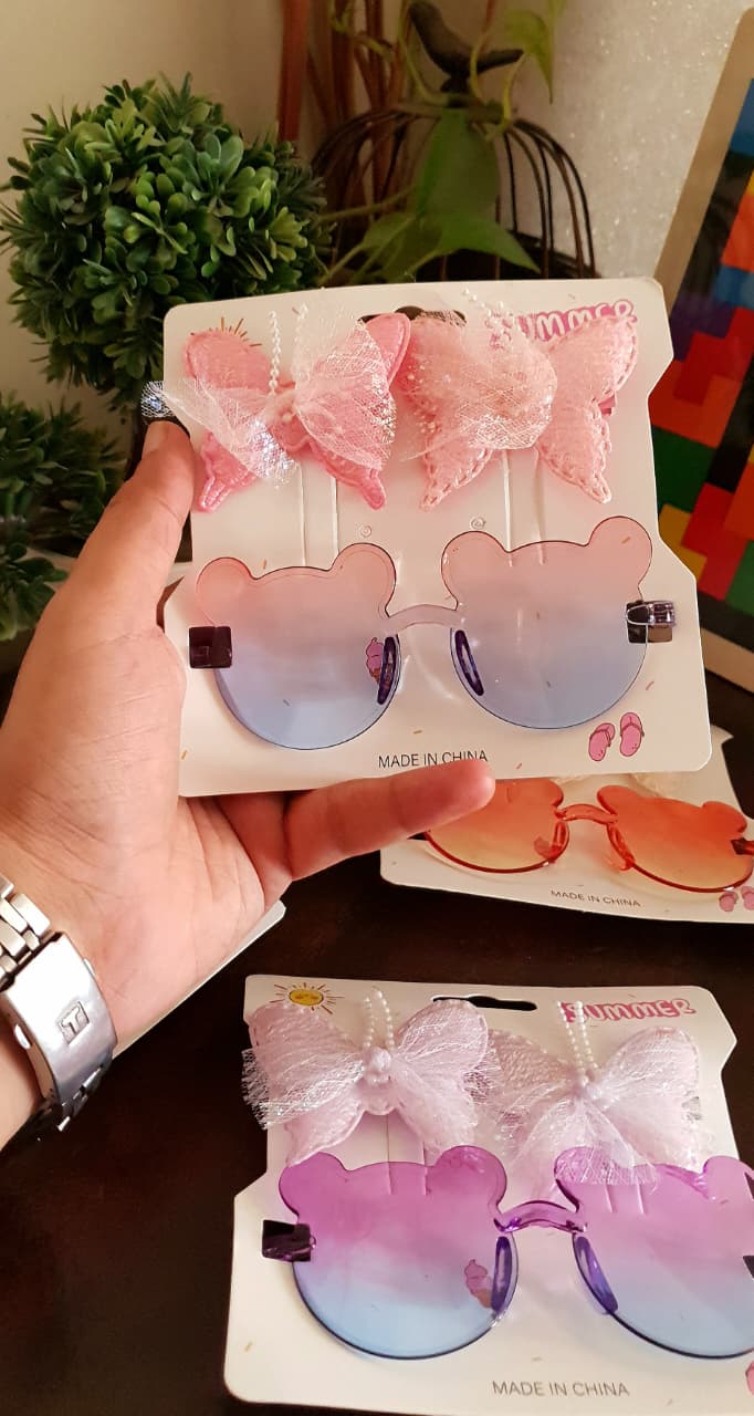 Teddy Sunglass with Bow Hairpins