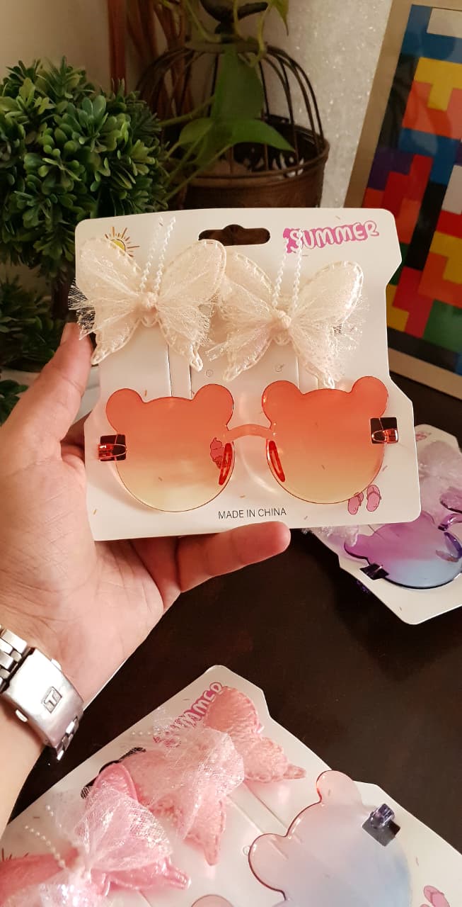 Teddy Sunglass with Bow Hairpins