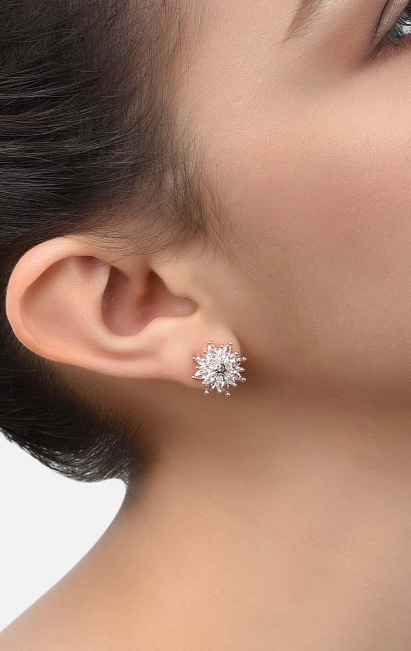 Set of 2 Gold-Plated Gold-Toned & White Contemporary Studs Earrings