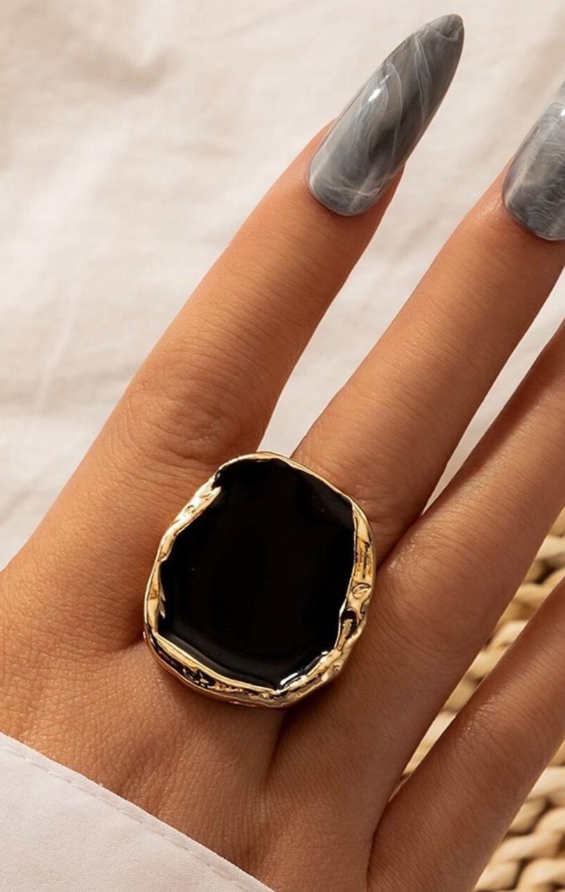 Adjustable Statement Ring Black