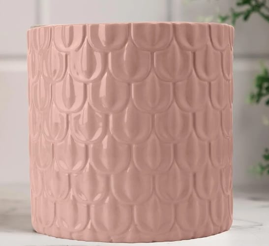 Anko Pink Scalloped Ceramic Pot